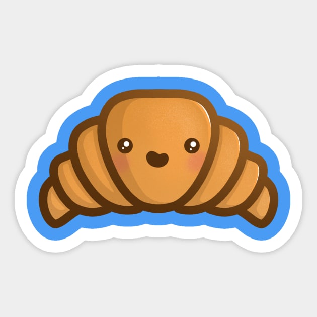 Super Cute Croissant - Kawaii Croissant Sticker by perdita00